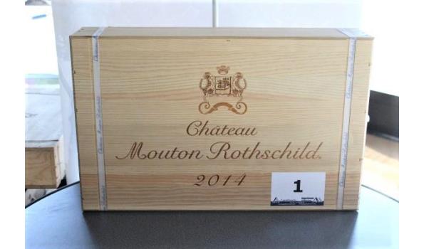 kist inh 6 flessen à 75cl wijn, Chateau Mouton Rothschild, 2014